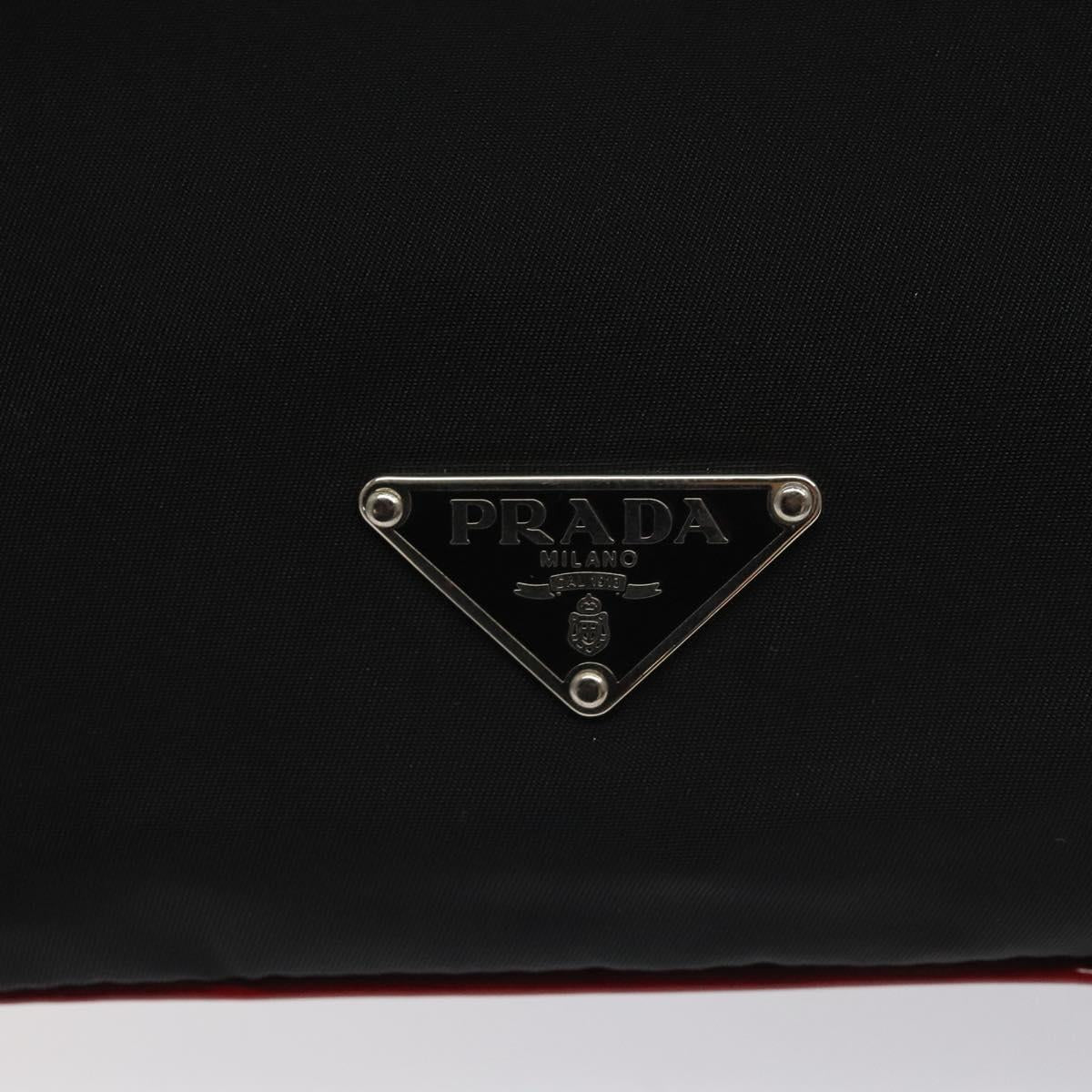 PRADA Hand Bag Nylon Black Silver Auth 115105