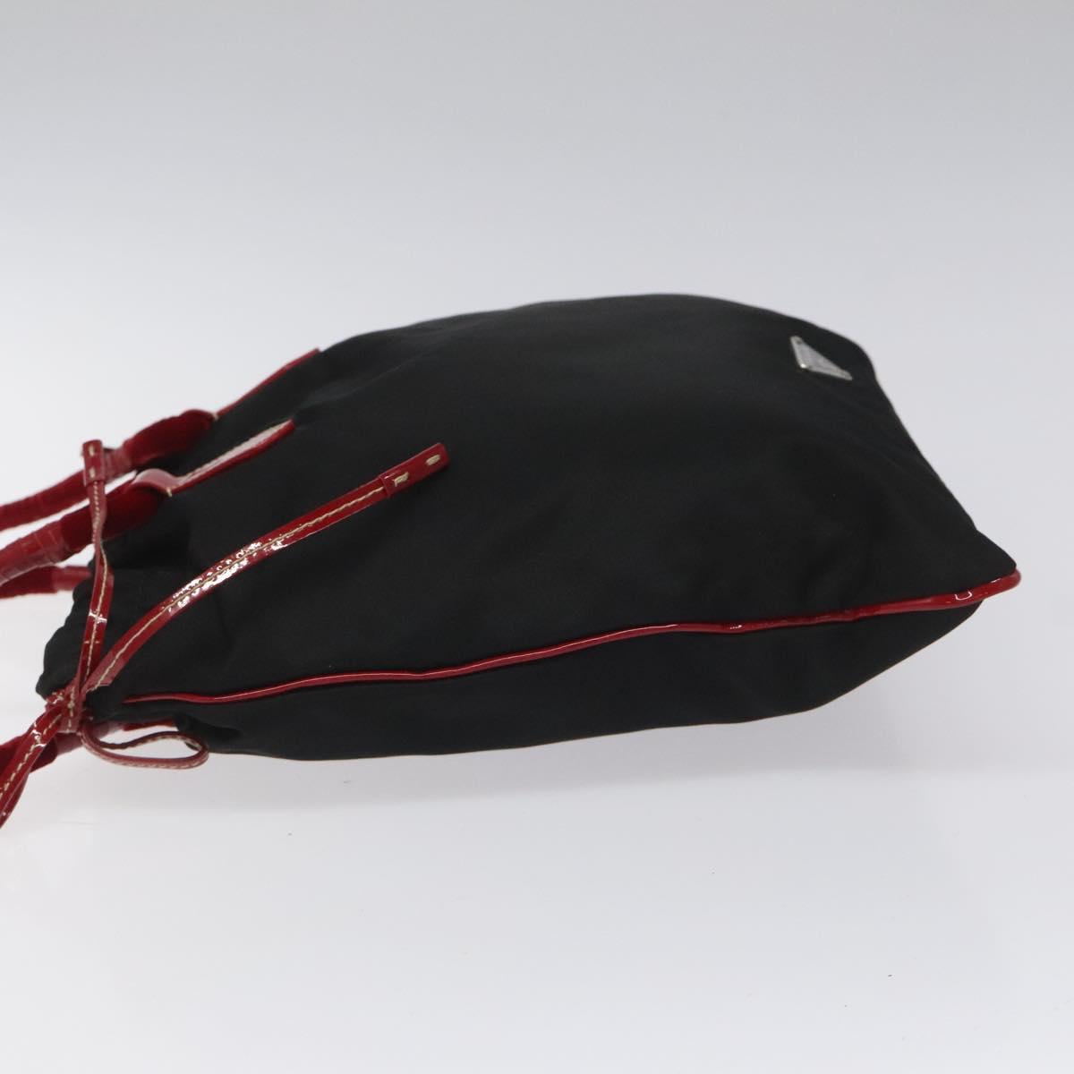 PRADA Hand Bag Nylon Black Silver Auth 115105