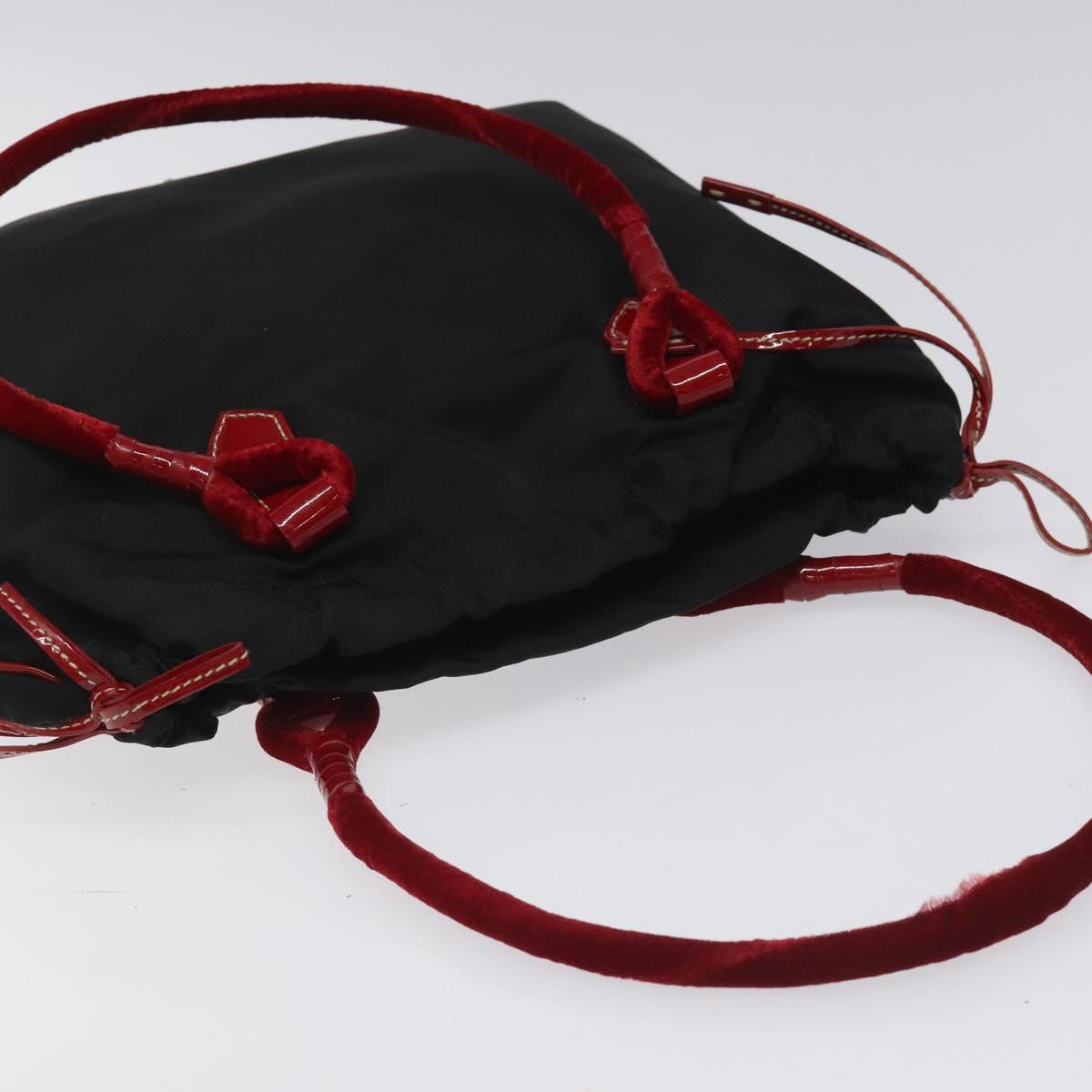 PRADA Hand Bag Nylon Black Silver Auth 115105