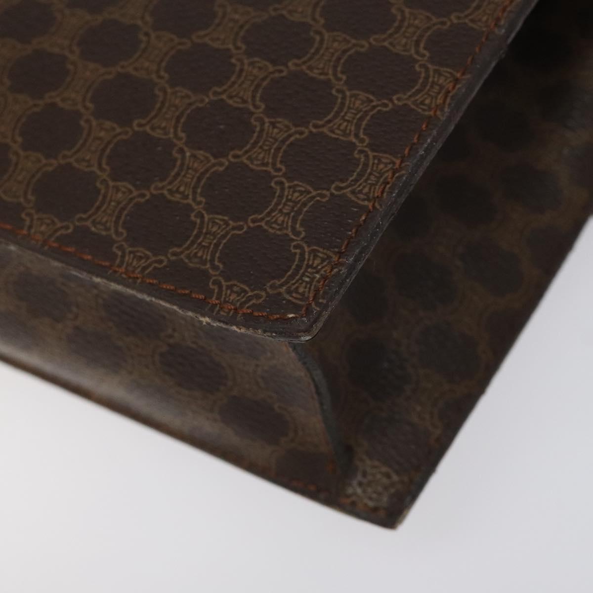 CELINE Macadam Canvas Shoulder Bag PVC Gold Brown Auth 115119