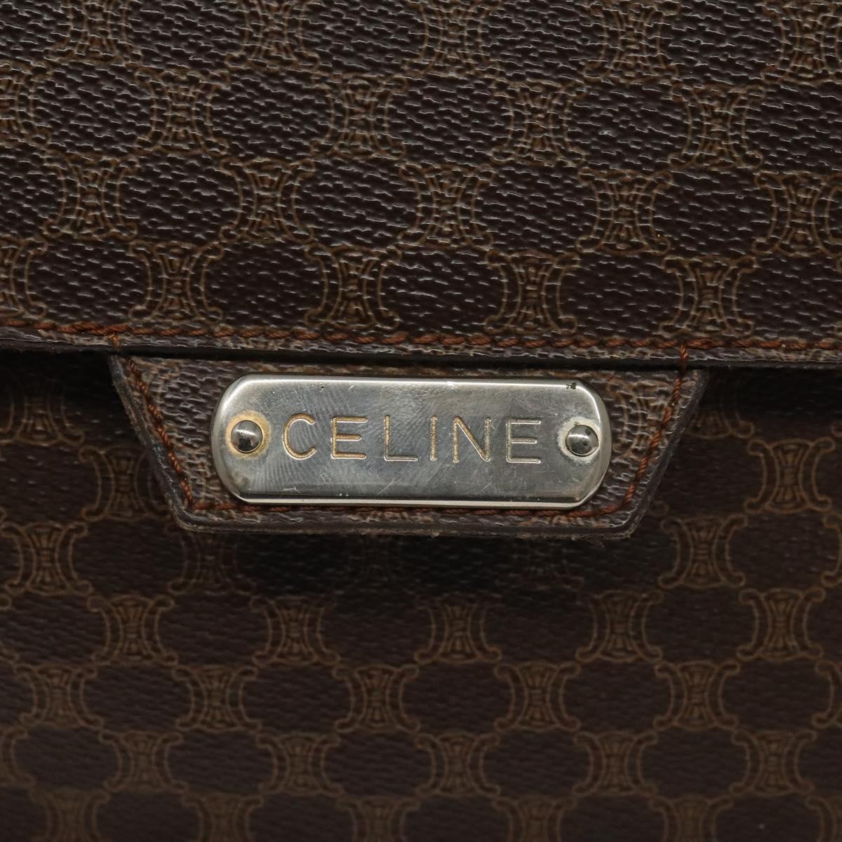 CELINE Macadam Canvas Shoulder Bag PVC Gold Brown Auth 115119