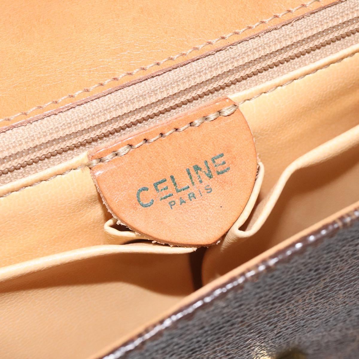 CELINE Macadam Canvas Shoulder Bag PVC Gold Brown Auth 115119