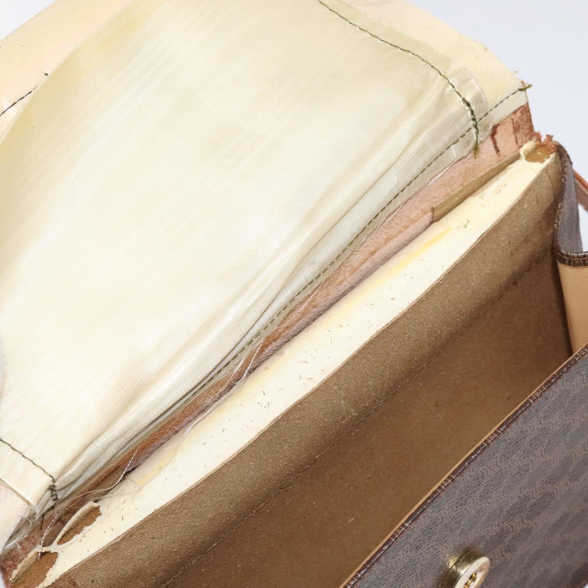 CELINE Macadam Canvas Shoulder Bag PVC Gold Brown Auth 115119