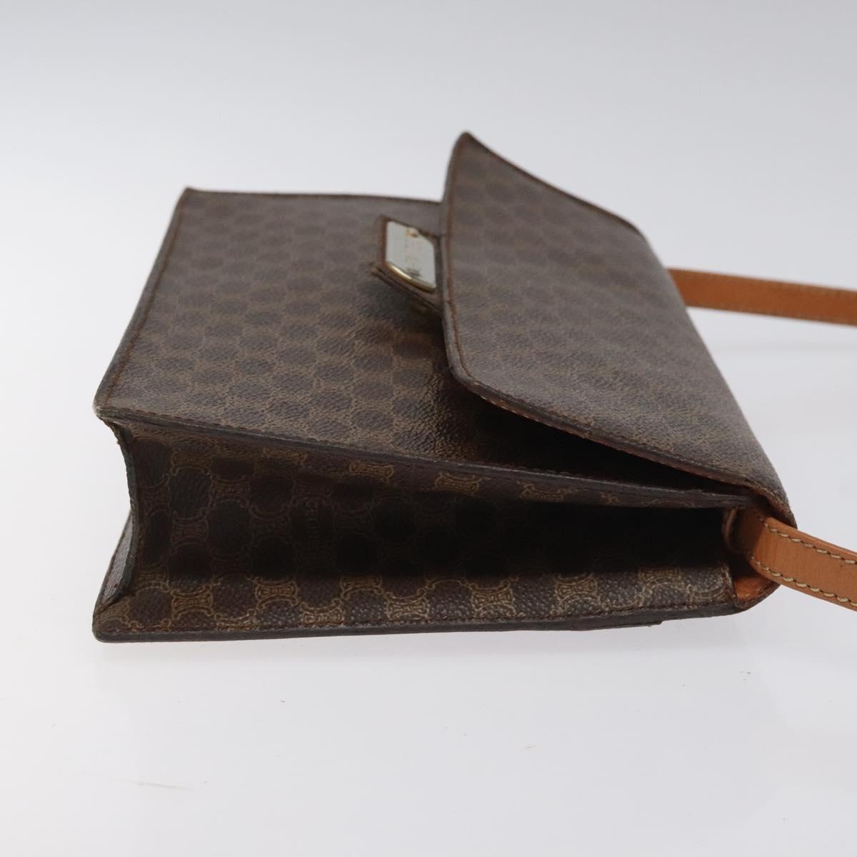 CELINE Macadam Canvas Shoulder Bag PVC Gold Brown Auth 115119