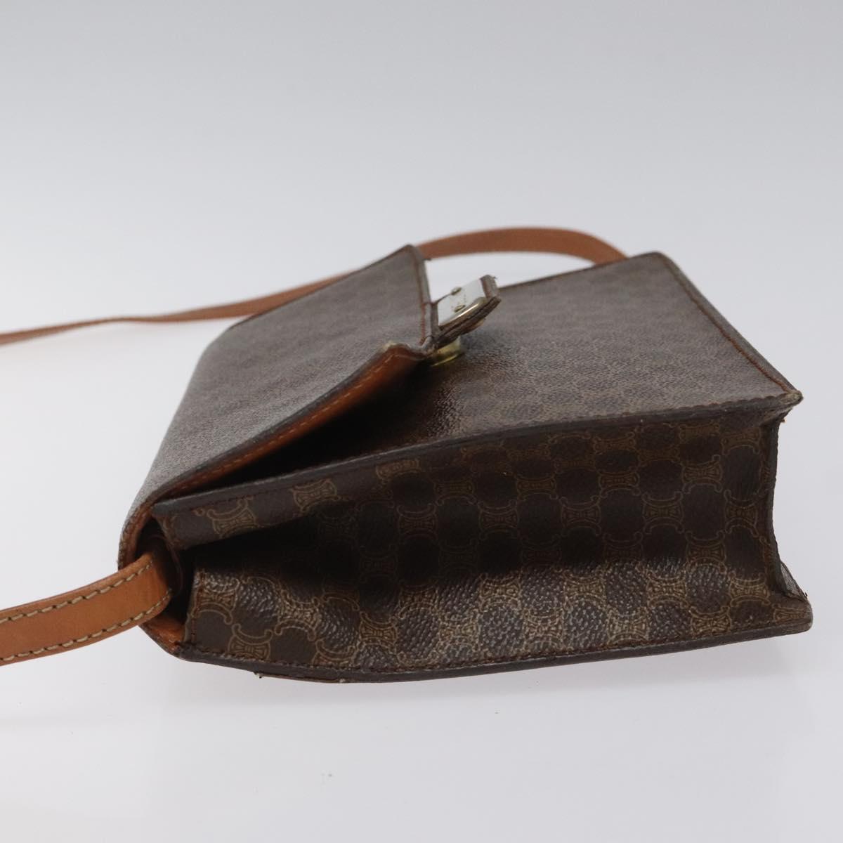 CELINE Macadam Canvas Shoulder Bag PVC Gold Brown Auth 115119