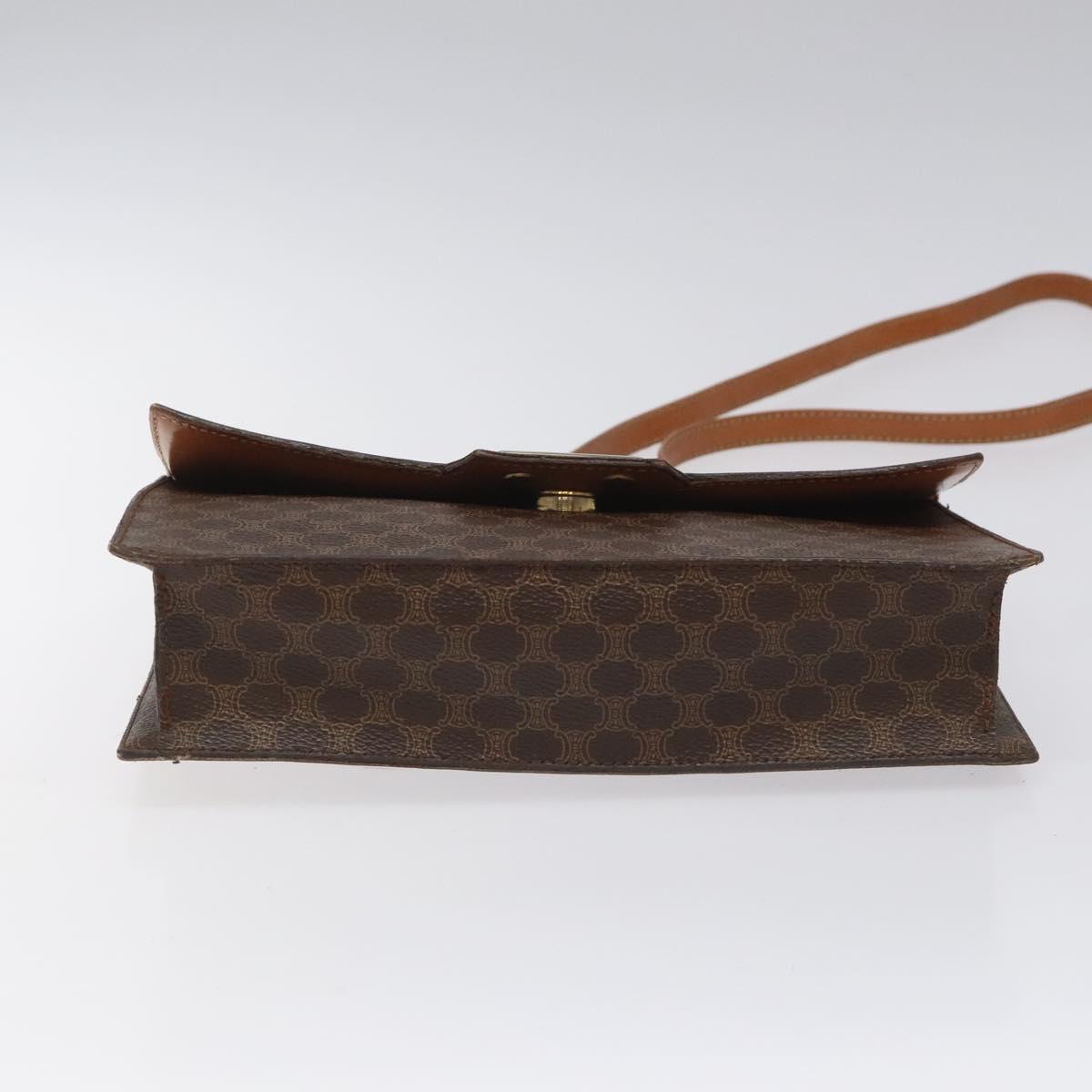 CELINE Macadam Canvas Shoulder Bag PVC Gold Brown Auth 115119