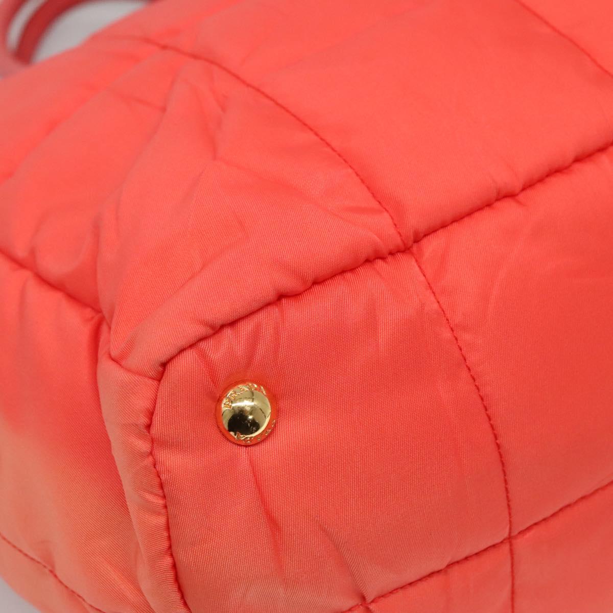 PRADA Hand Bag Nylon 2way Orange Gold Auth 115130