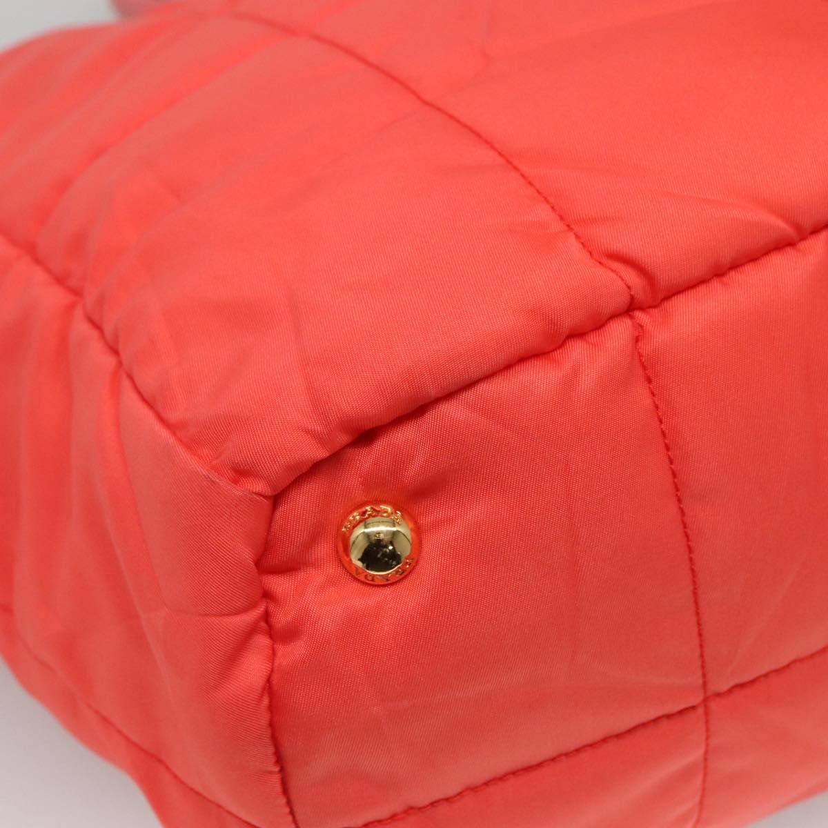 PRADA Hand Bag Nylon 2way Orange Gold Auth 115130