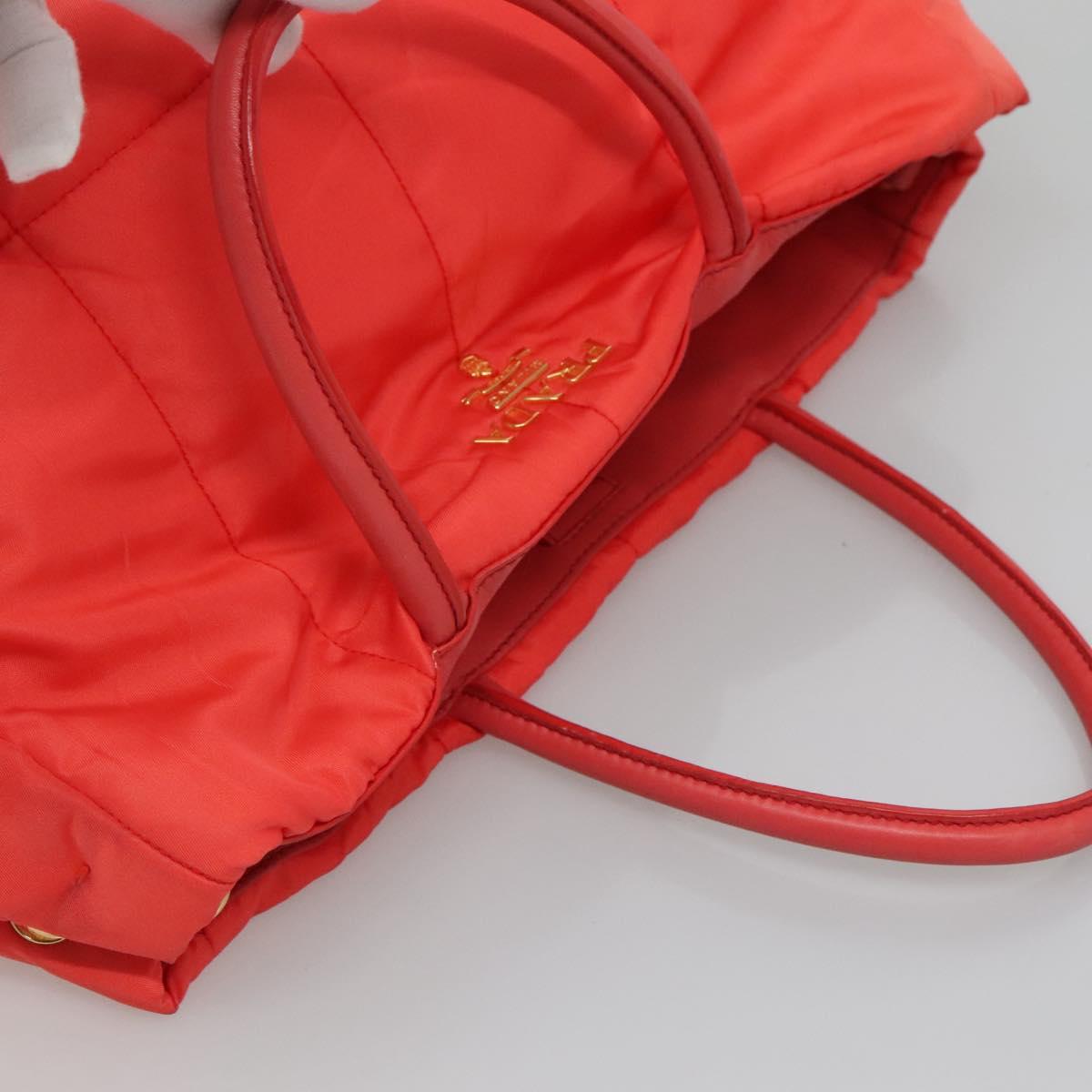 PRADA Hand Bag Nylon 2way Orange Gold Auth 115130