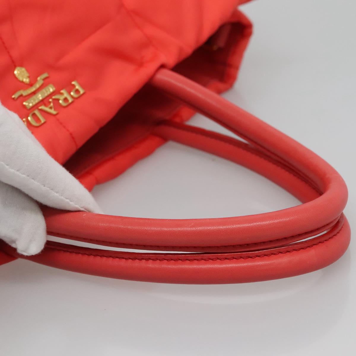 PRADA Hand Bag Nylon 2way Orange Gold Auth 115130