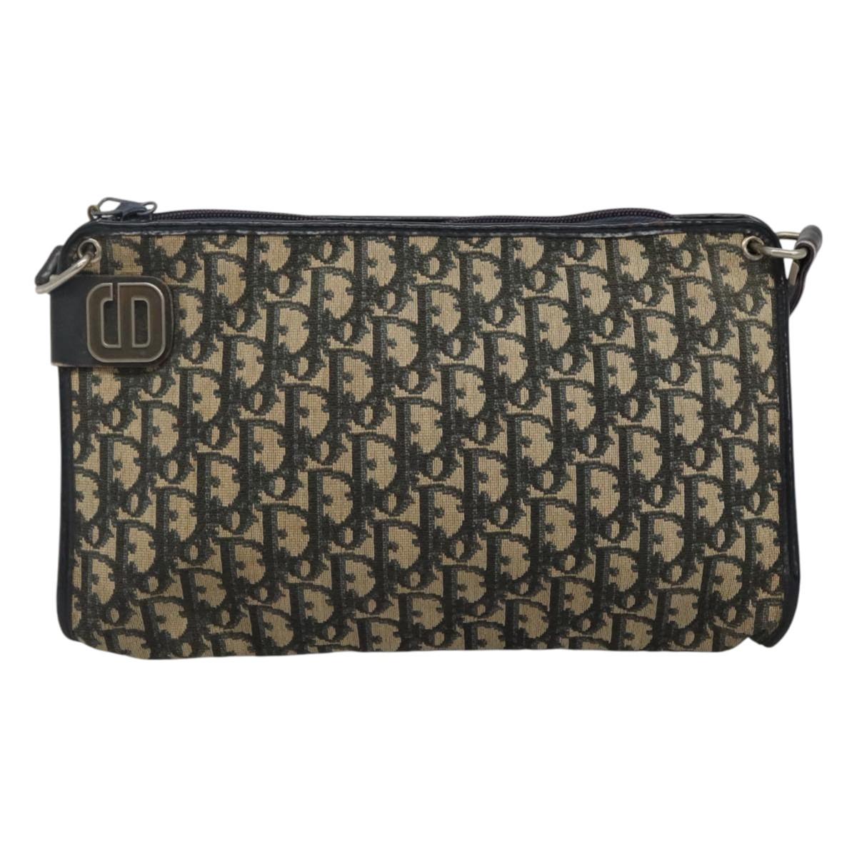 Christian Dior Trotter Canvas Shoulder Bag Navy Auth 115143