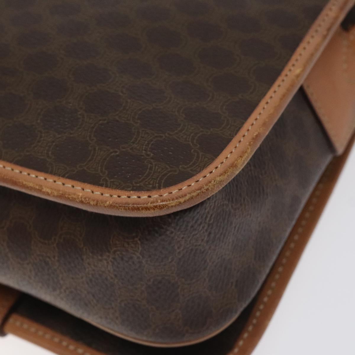 CELINE Macadam Canvas Shoulder Bag PVC Gold Brown Auth 115148