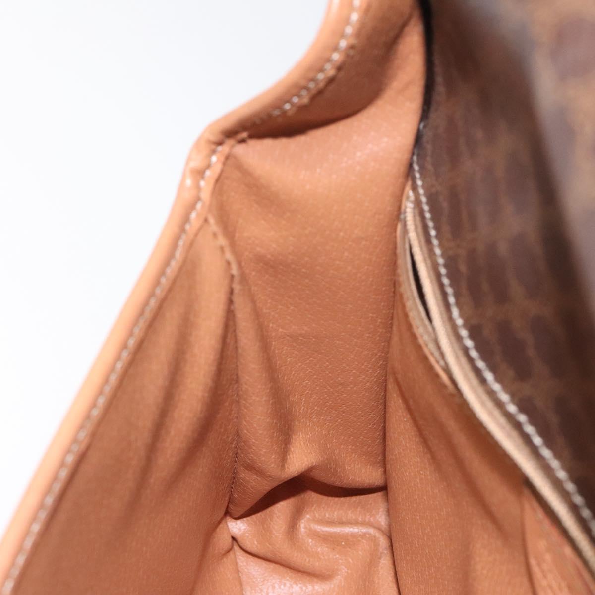 CELINE Macadam Canvas Shoulder Bag PVC Gold Brown Auth 115148