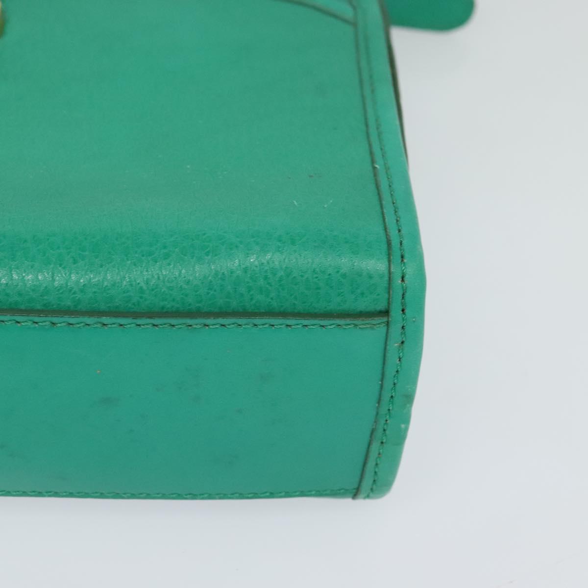 CELINE Shoulder Bag Leather Green Gold Auth 115151