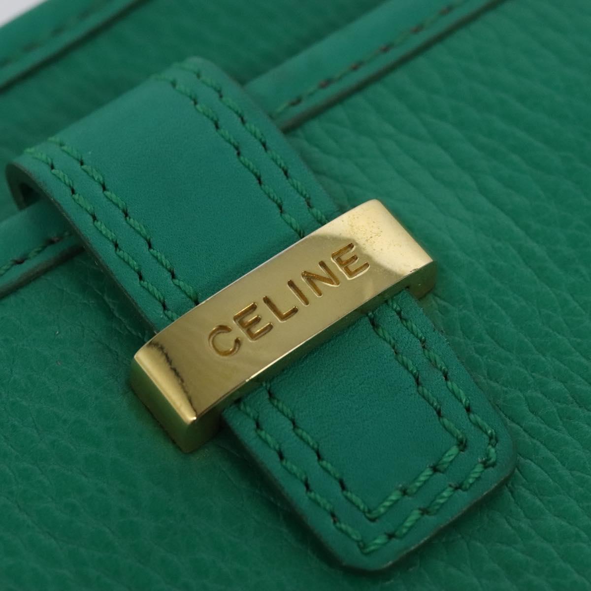 CELINE Shoulder Bag Leather Green Gold Auth 115151