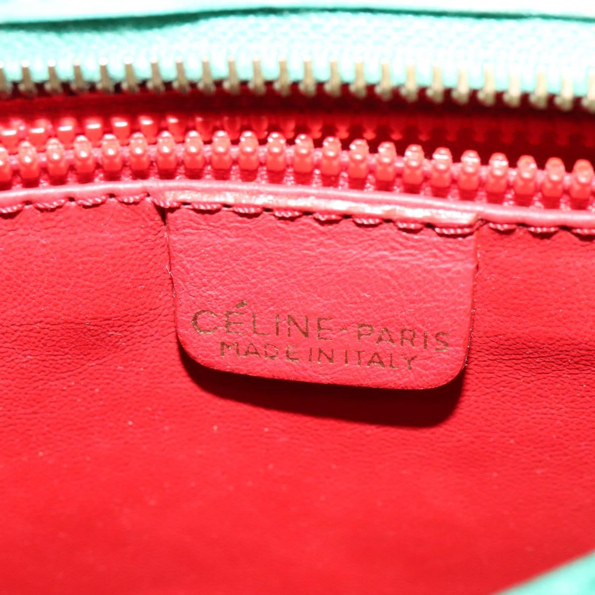 CELINE Shoulder Bag Leather Green Gold Auth 115151