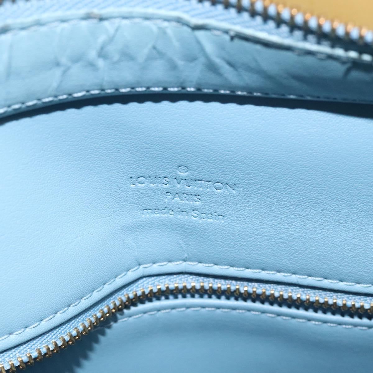 LOUIS VUITTON Monogram Vernis Houston Hand Bag Baby Blue M91005 LV Auth 115153