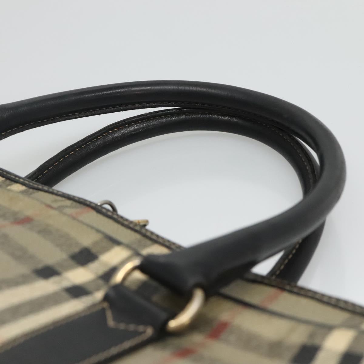 Burberrys Nova Check Business Bag PVC Leather Gray Auth 115156