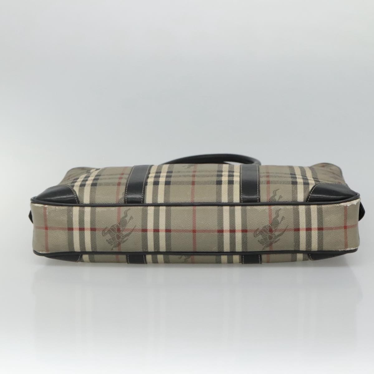 Burberrys Nova Check Business Bag PVC Leather Gray Auth 115156