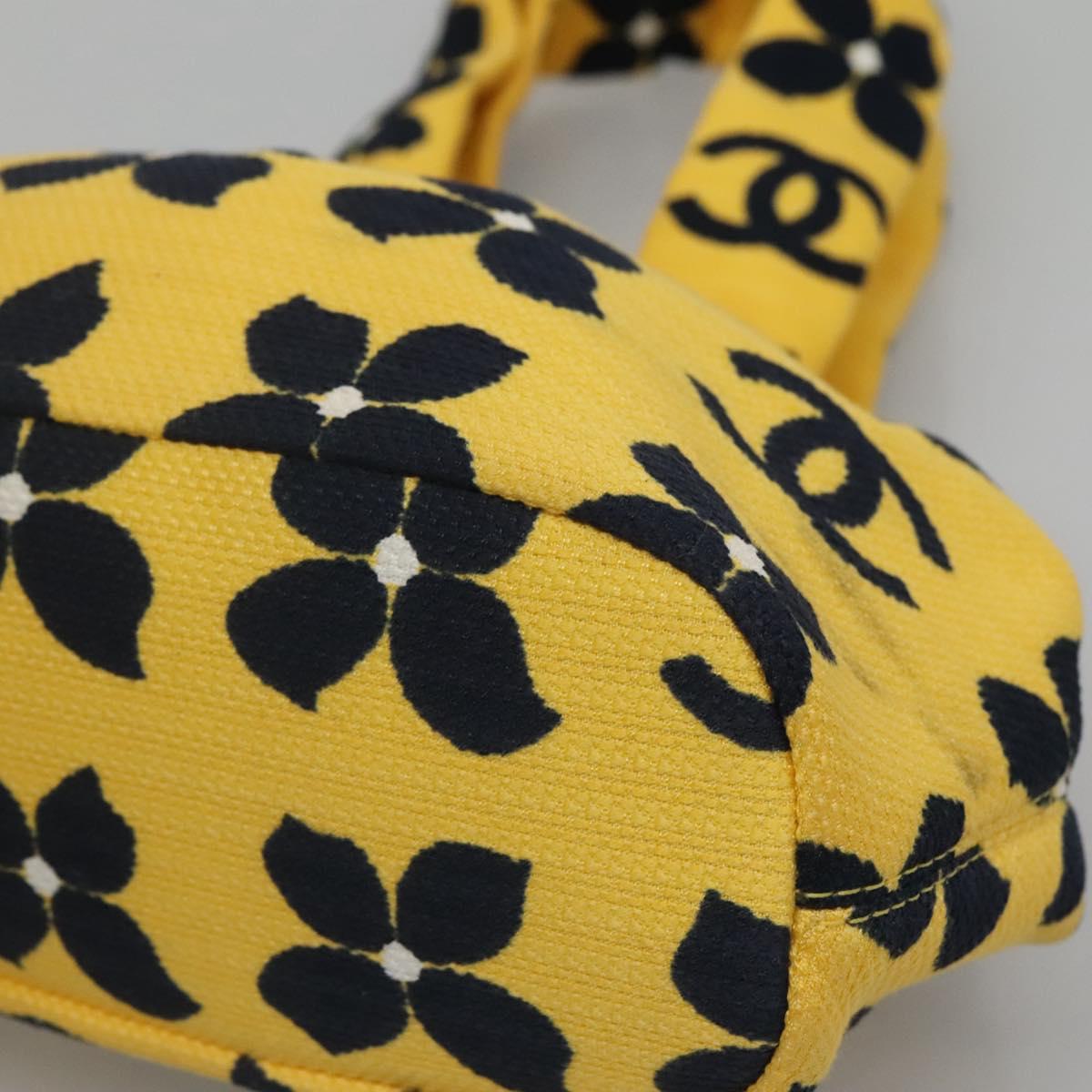 CHANEL Hand Bag Canvas Yellow CC Auth 115198