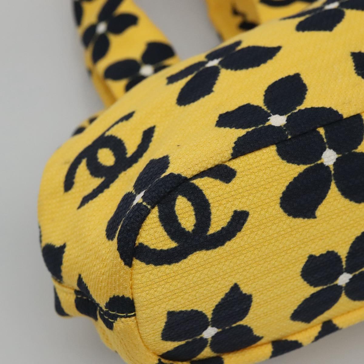 CHANEL Hand Bag Canvas Yellow CC Auth 115198