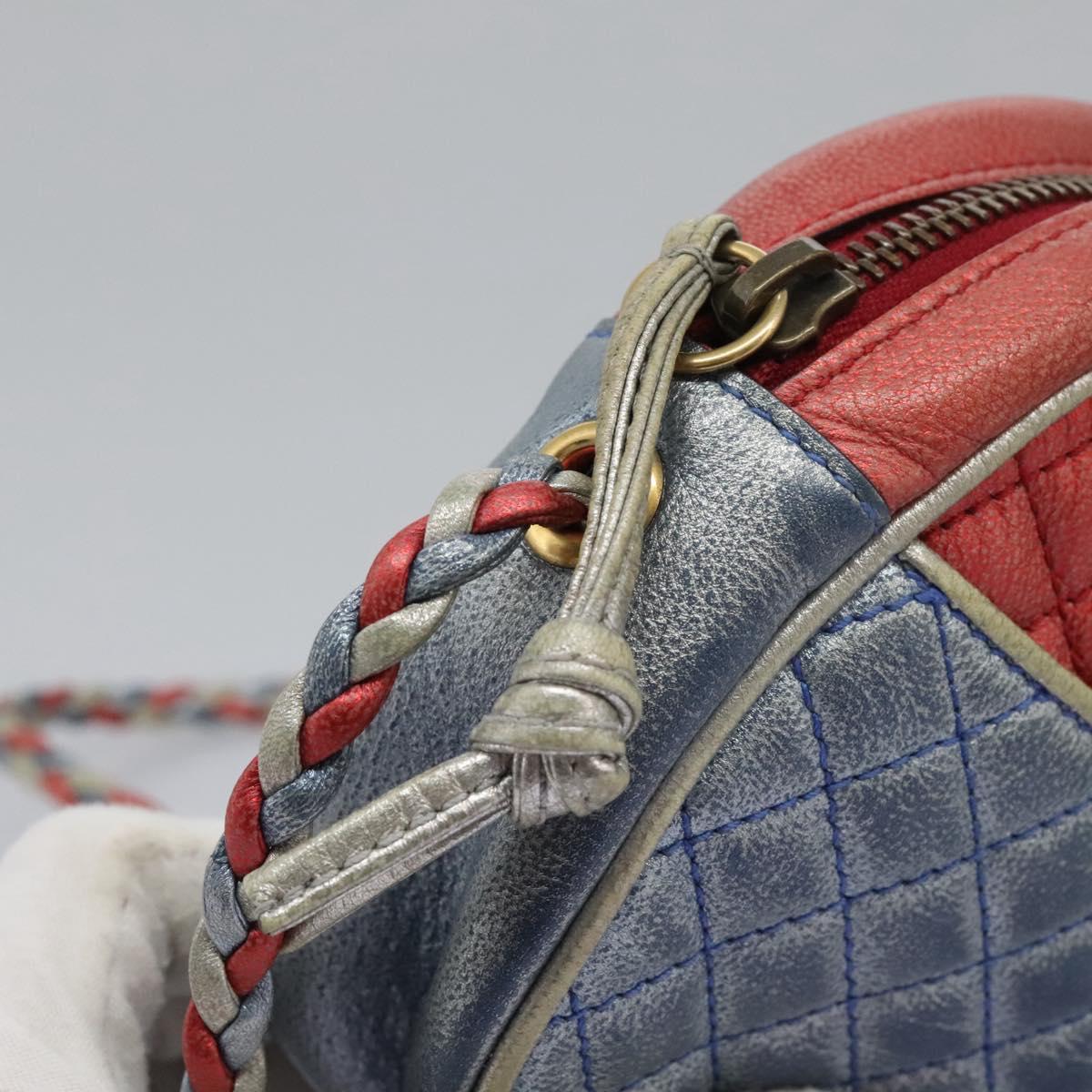GUCCI Shoulder Bag Leather Red Blue 534951 Auth 115205