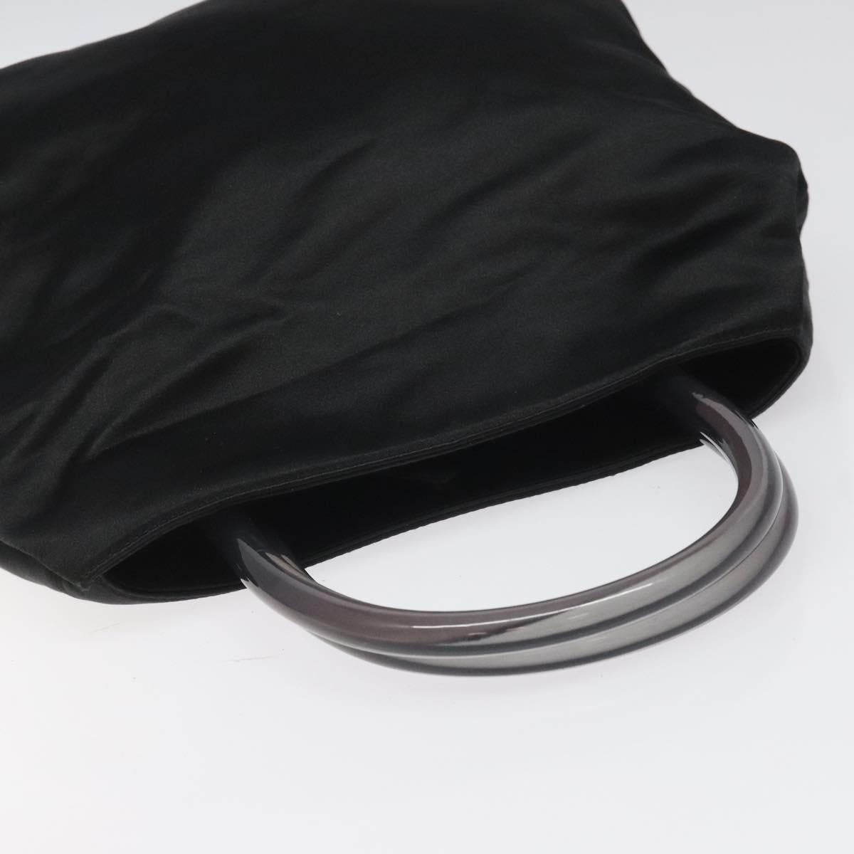 PRADA Hand Bag Satin Black Auth 115213
