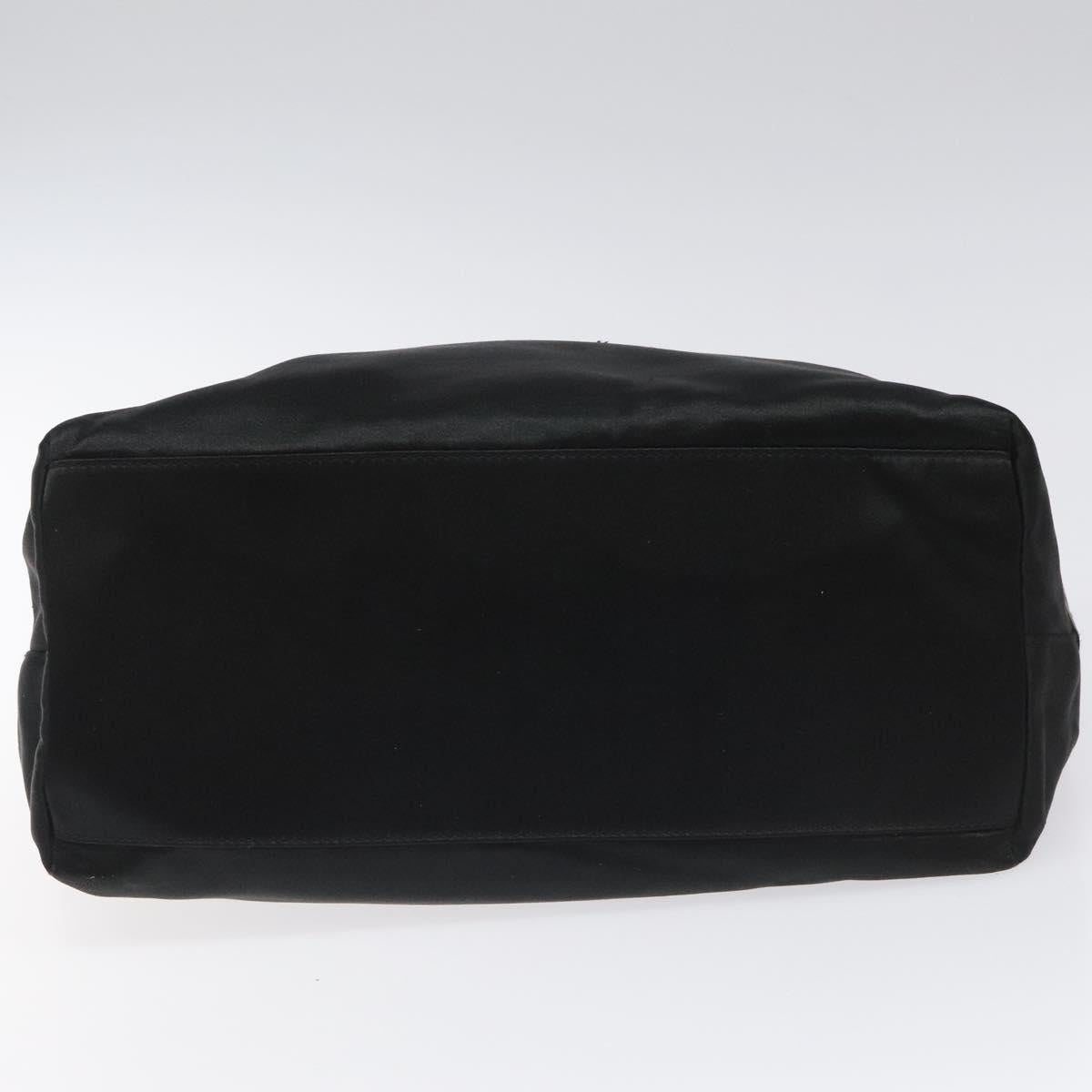 PRADA Hand Bag Satin Black Auth 115213