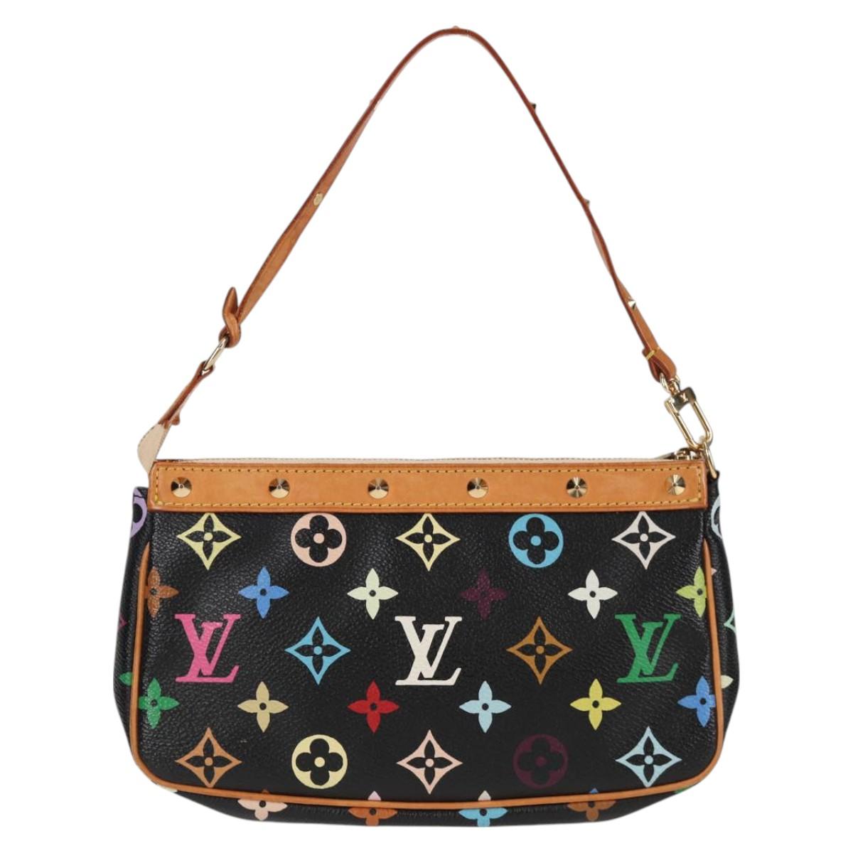 LOUIS VUITTON Monogram Multicolor Pochette Accessoires Black M92648 Auth 115215V