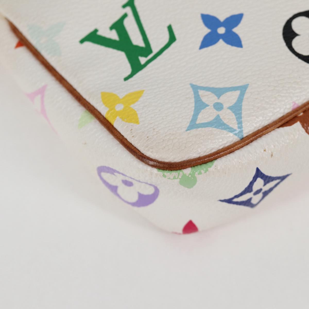 LOUIS VUITTON Multicolor Pochette Accessoires Pouch White M92649 Auth 115216V