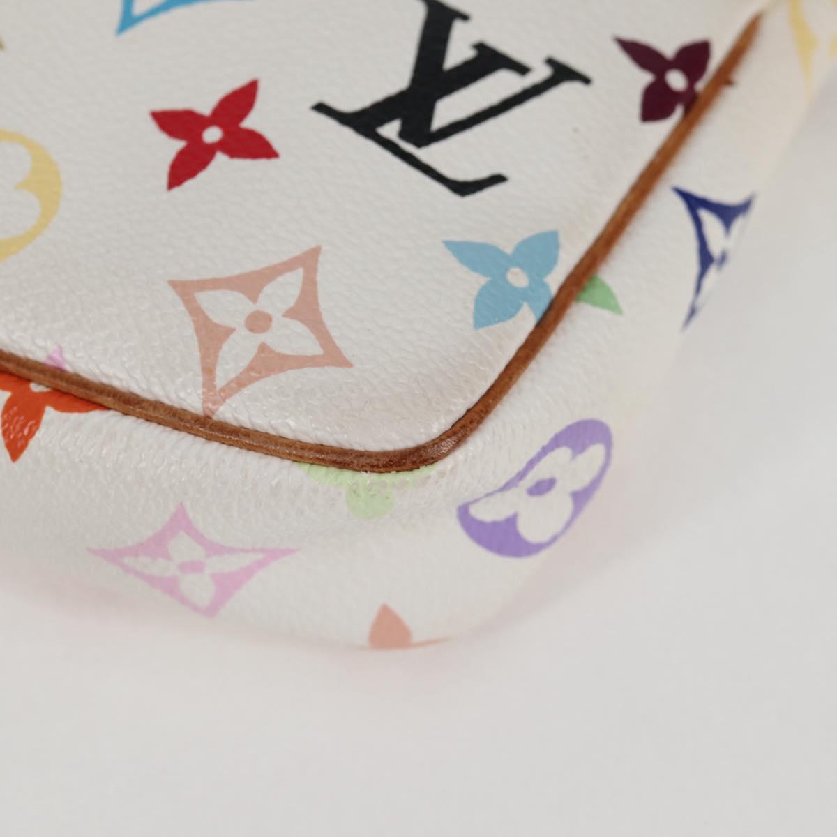 LOUIS VUITTON Multicolor Pochette Accessoires Pouch White M92649 Auth 115216V