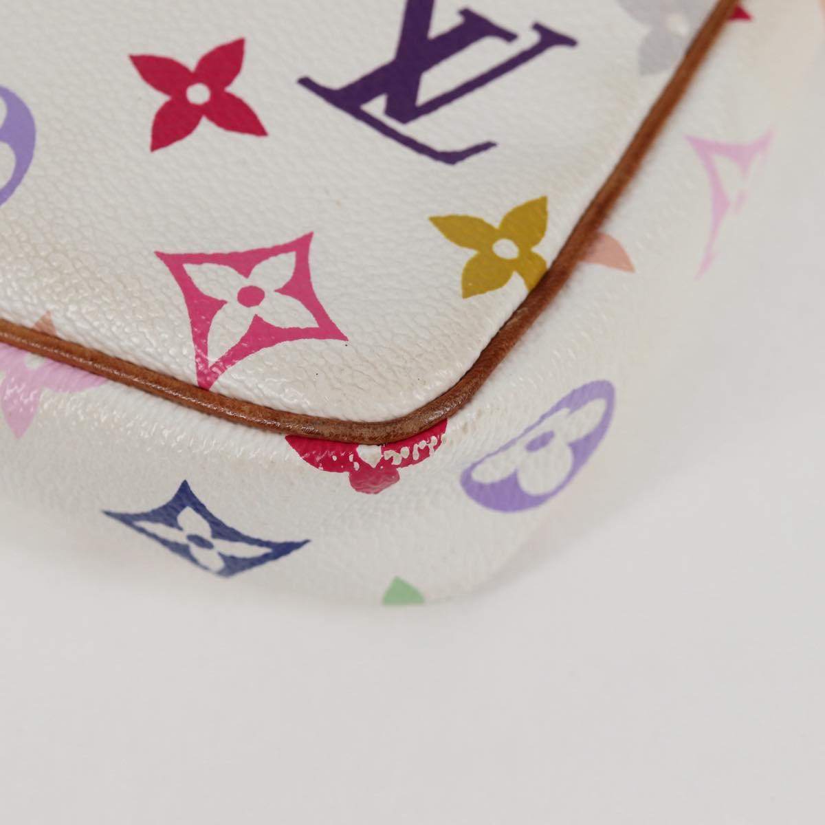LOUIS VUITTON Multicolor Pochette Accessoires Pouch White M92649 Auth 115216V