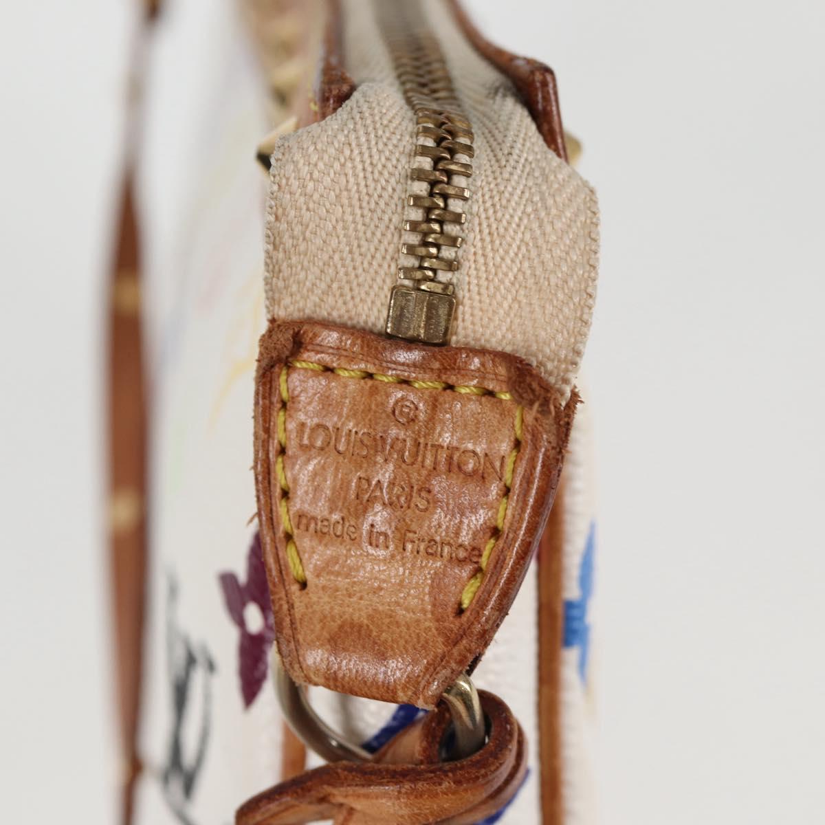 LOUIS VUITTON Multicolor Pochette Accessoires Pouch White M92649 Auth 115216V