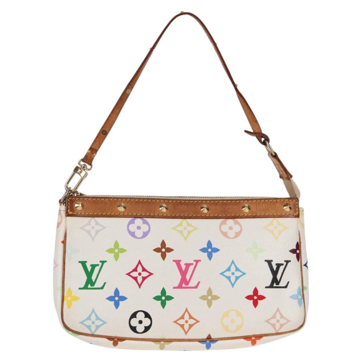 LOUIS VUITTON Multicolor Pochette Accessoires Pouch White M92649 Auth 115216V