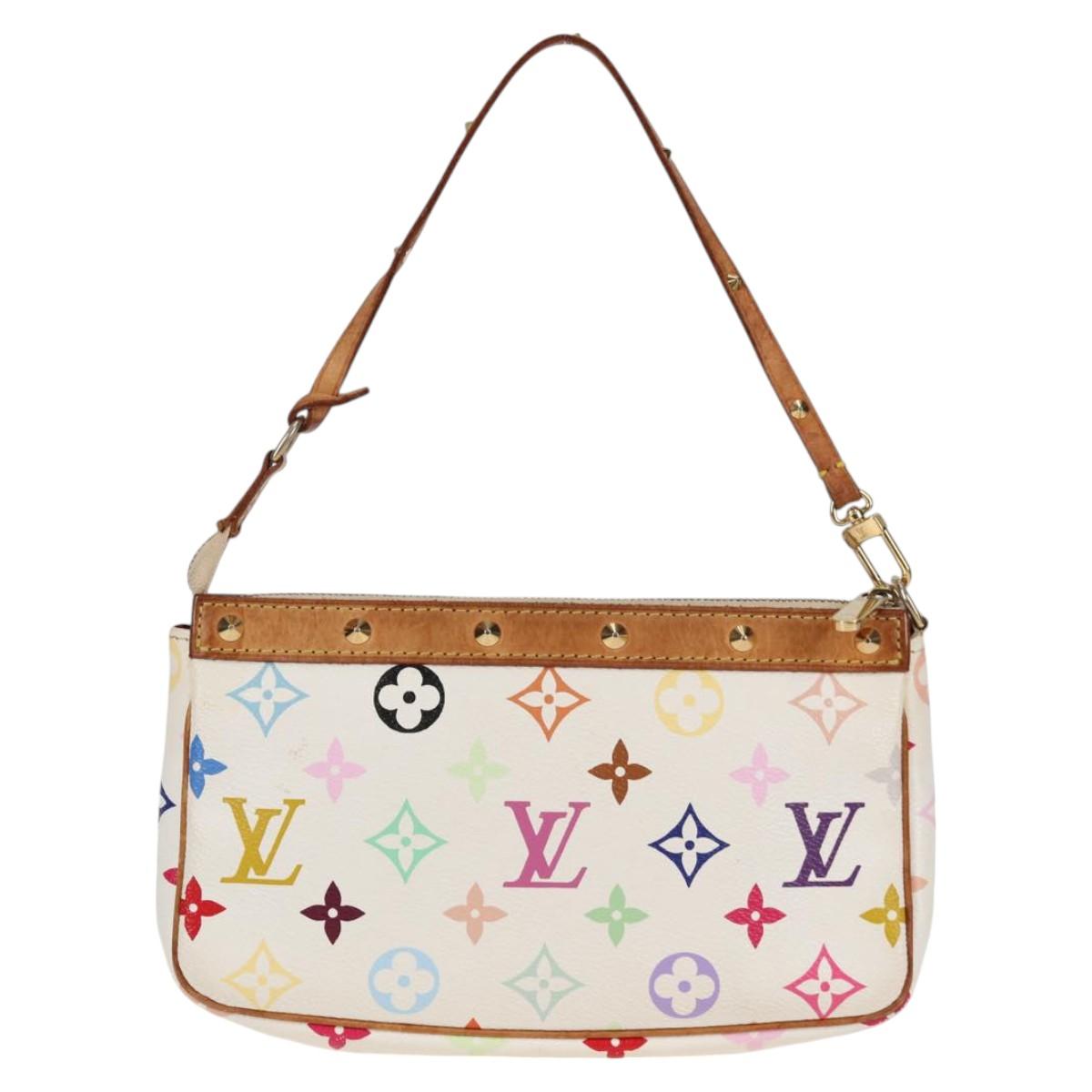 LOUIS VUITTON Multicolor Pochette Accessoires Pouch White M92649 Auth 115216V
