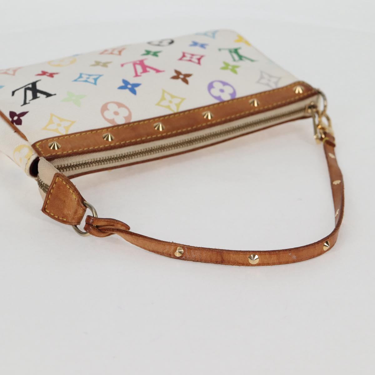 LOUIS VUITTON Multicolor Pochette Accessoires Pouch White M92649 Auth 115216V