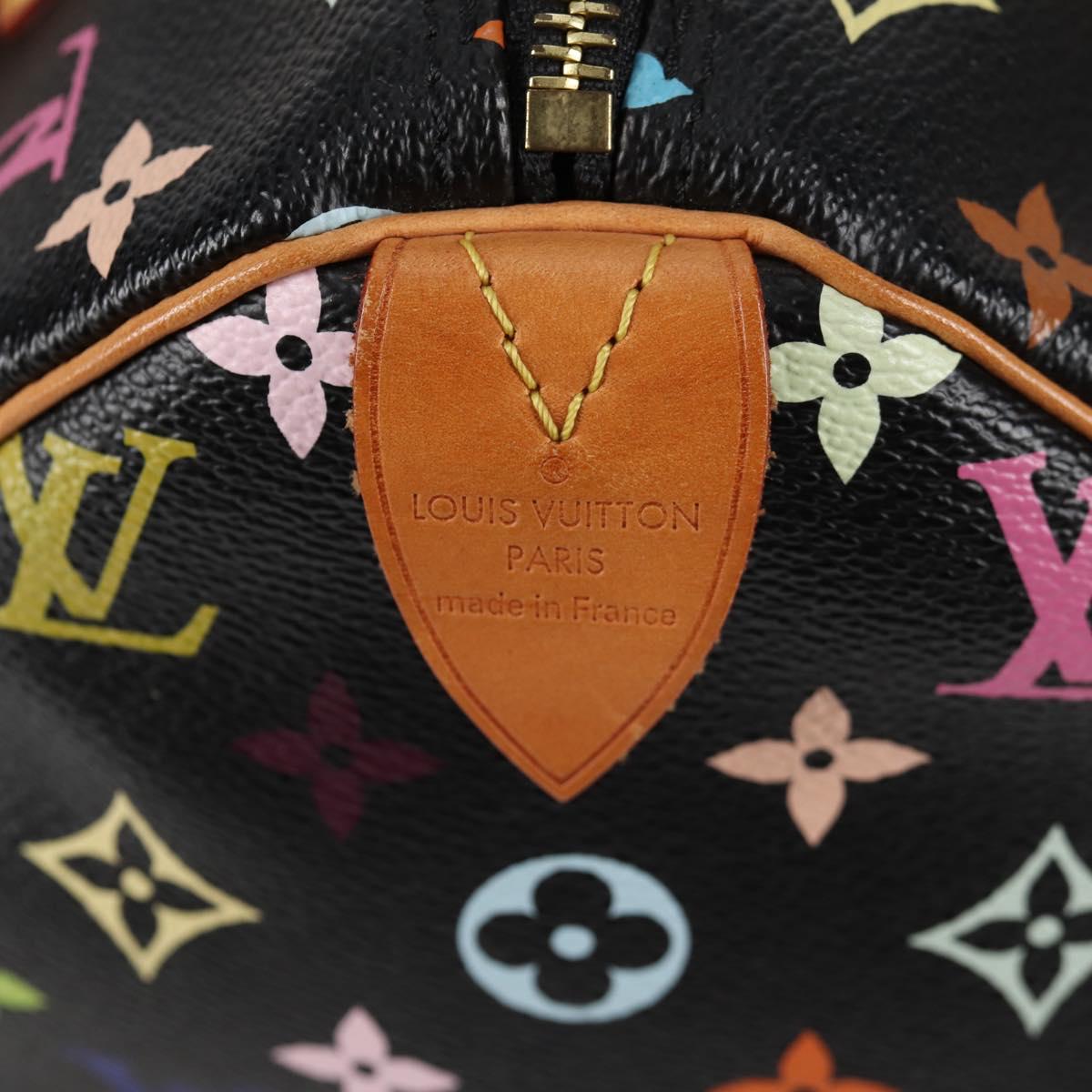 LOUIS VUITTON Monogram Multicolor Speedy 30 Hand Bag Black M92642 Auth 115220V