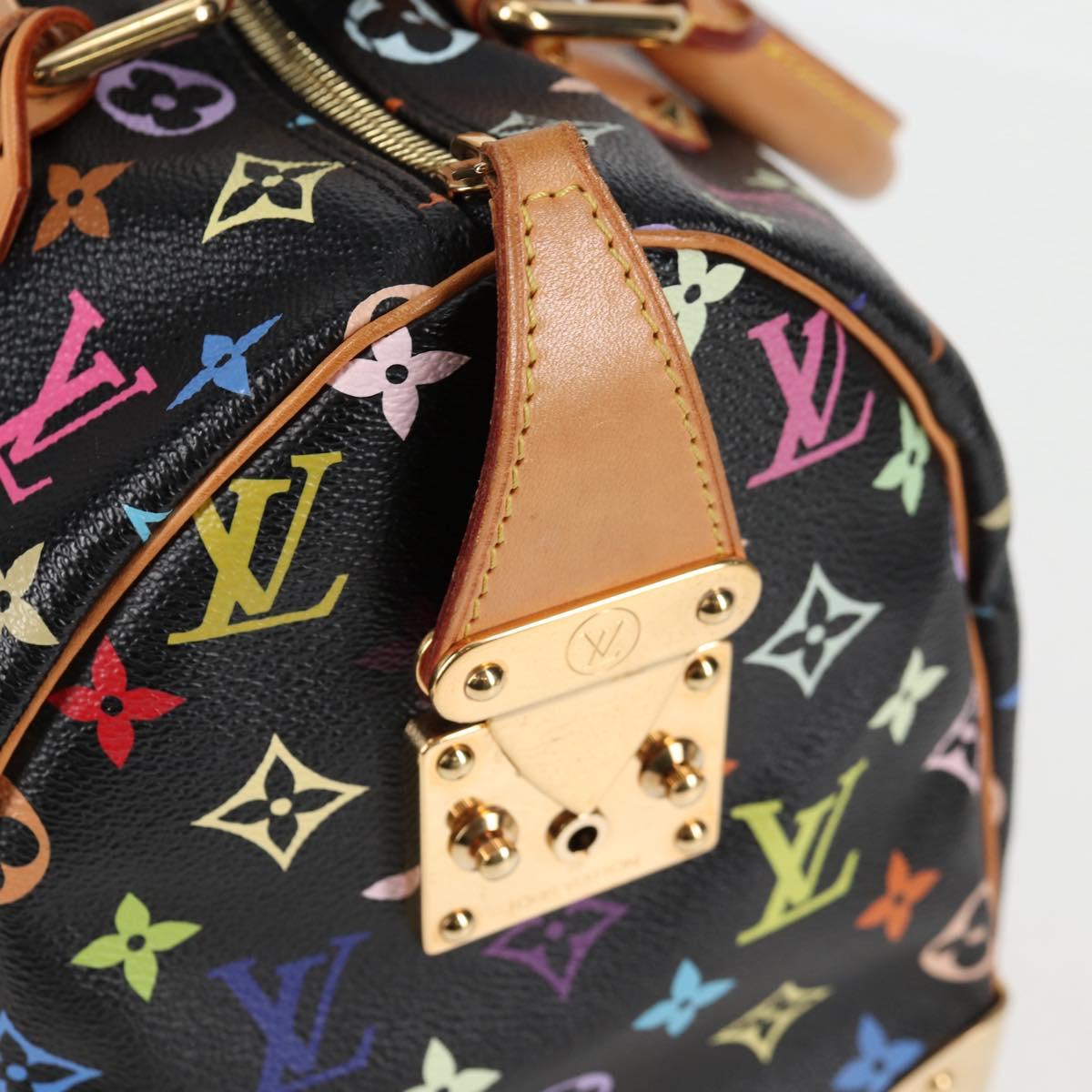 LOUIS VUITTON Monogram Multicolor Speedy 30 Hand Bag Black M92642 Auth 115220V