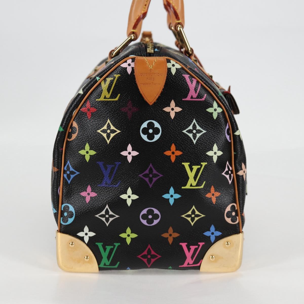 LOUIS VUITTON Monogram Multicolor Speedy 30 Hand Bag Black M92642 Auth 115220V