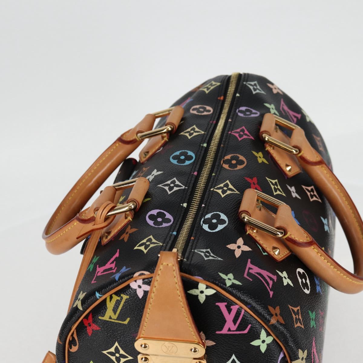 LOUIS VUITTON Monogram Multicolor Speedy 30 Hand Bag Black M92642 Auth 115220V