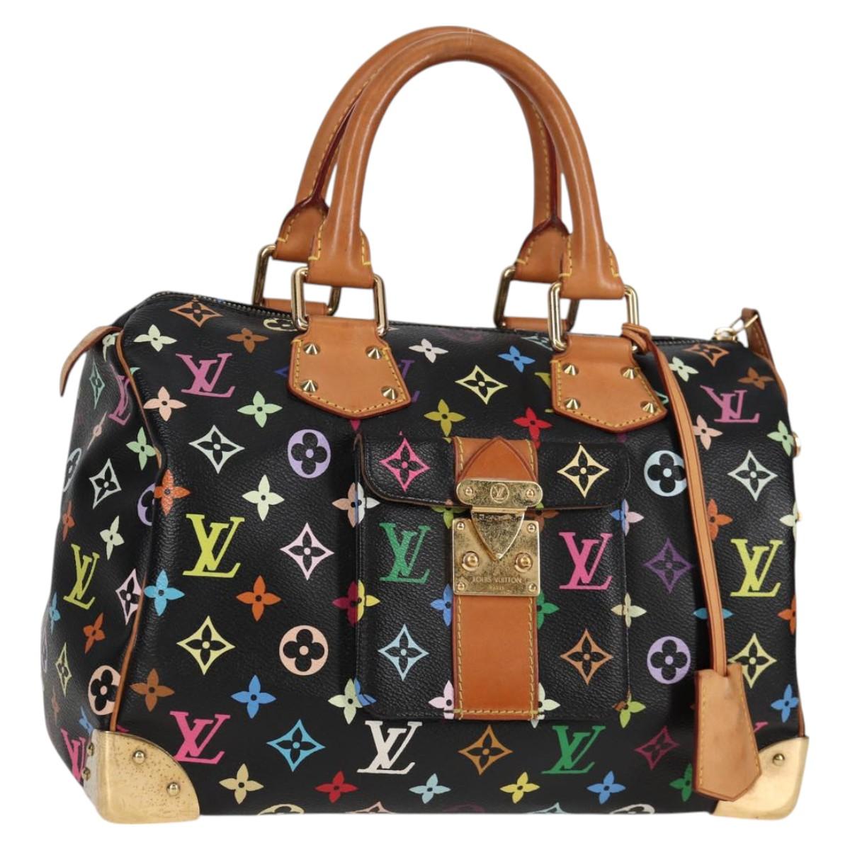 LOUIS VUITTON Monogram Multicolor Speedy 30 Hand Bag Black M92642 Auth 115221V