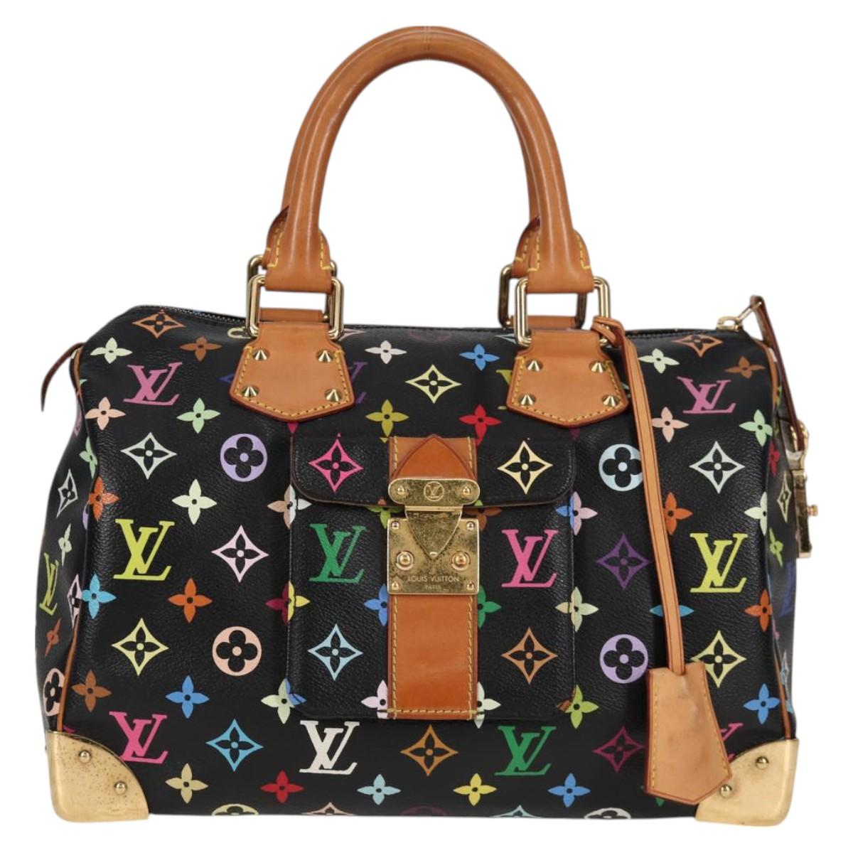 LOUIS VUITTON Monogram Multicolor Speedy 30 Hand Bag Black M92642 Auth 115221V