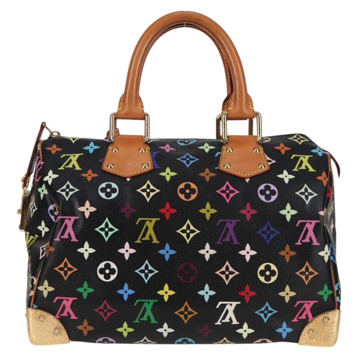 LOUIS VUITTON Monogram Multicolor Speedy 30 Hand Bag Black M92642 Auth 115221V