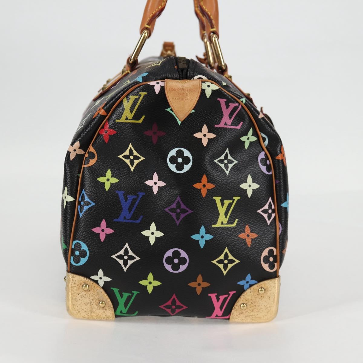 LOUIS VUITTON Monogram Multicolor Speedy 30 Hand Bag Black M92642 Auth 115221V