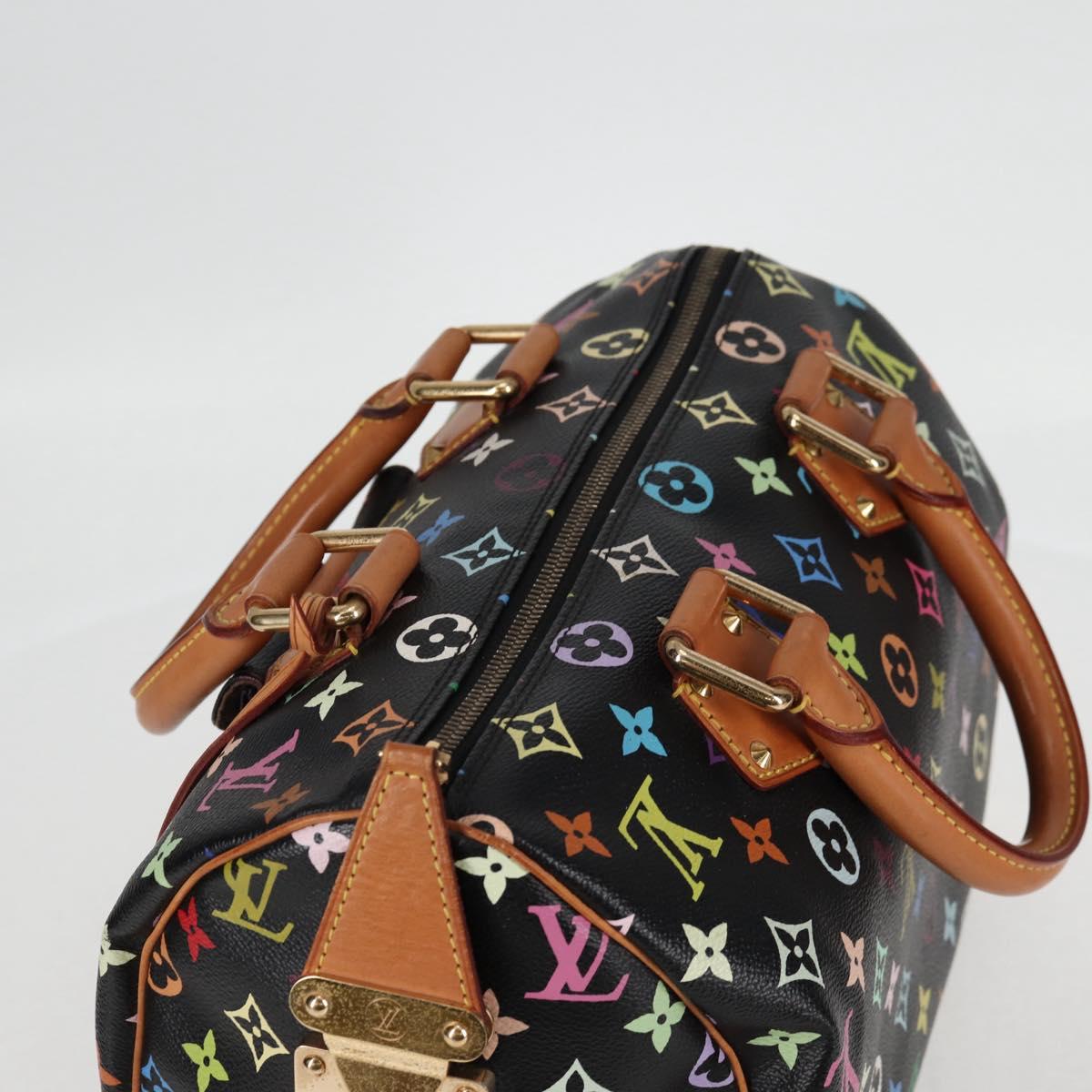 LOUIS VUITTON Monogram Multicolor Speedy 30 Hand Bag Black M92642 Auth 115221V
