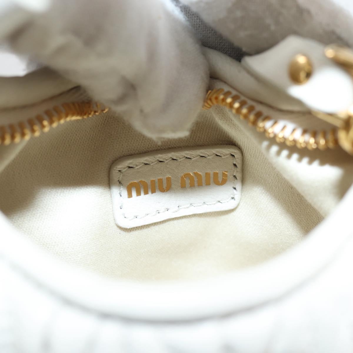 Miu Miu Matelasse Mini Shoulder Bag Leather White Gold Auth 115234SM