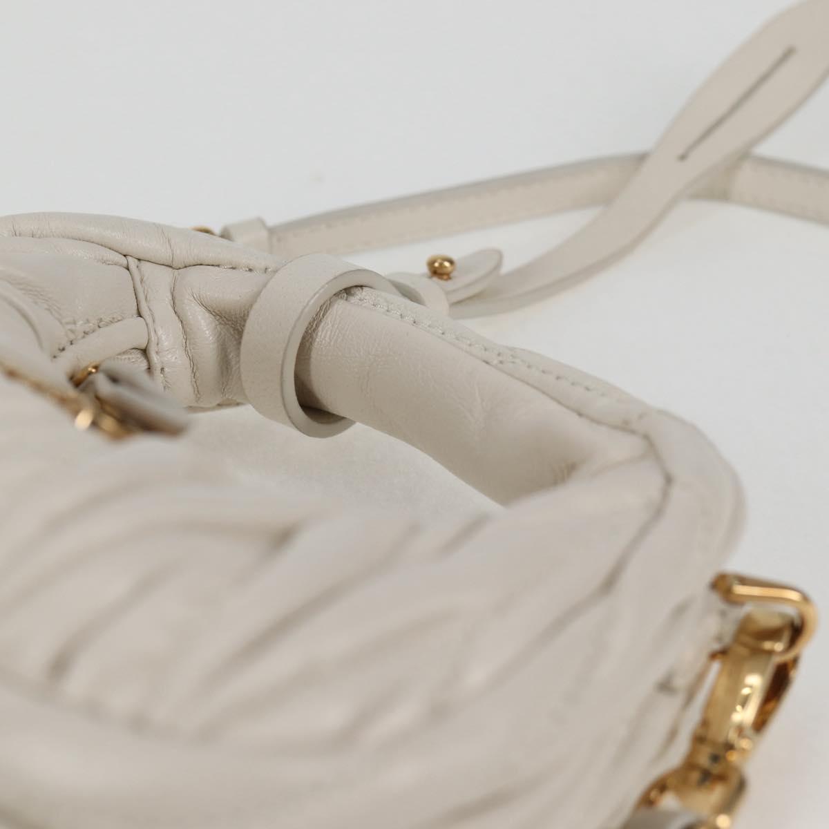 Miu Miu Matelasse Mini Shoulder Bag Leather White Gold Auth 115234SM