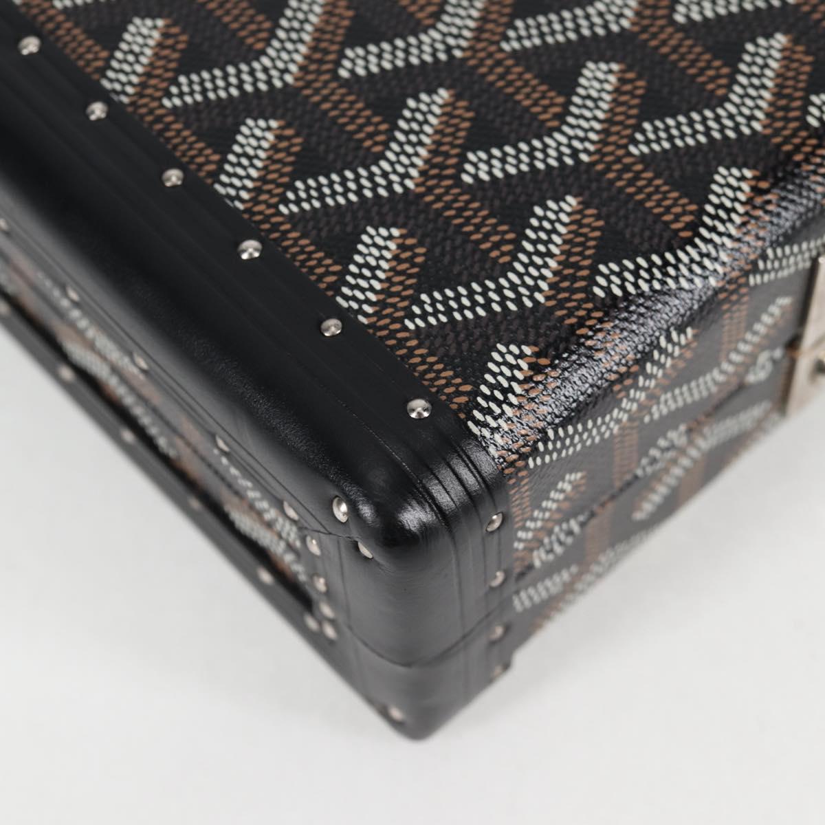 GOYARD Herringbone Chain Shoulder Bag PVC Leather Black Silver Auth 115239SM