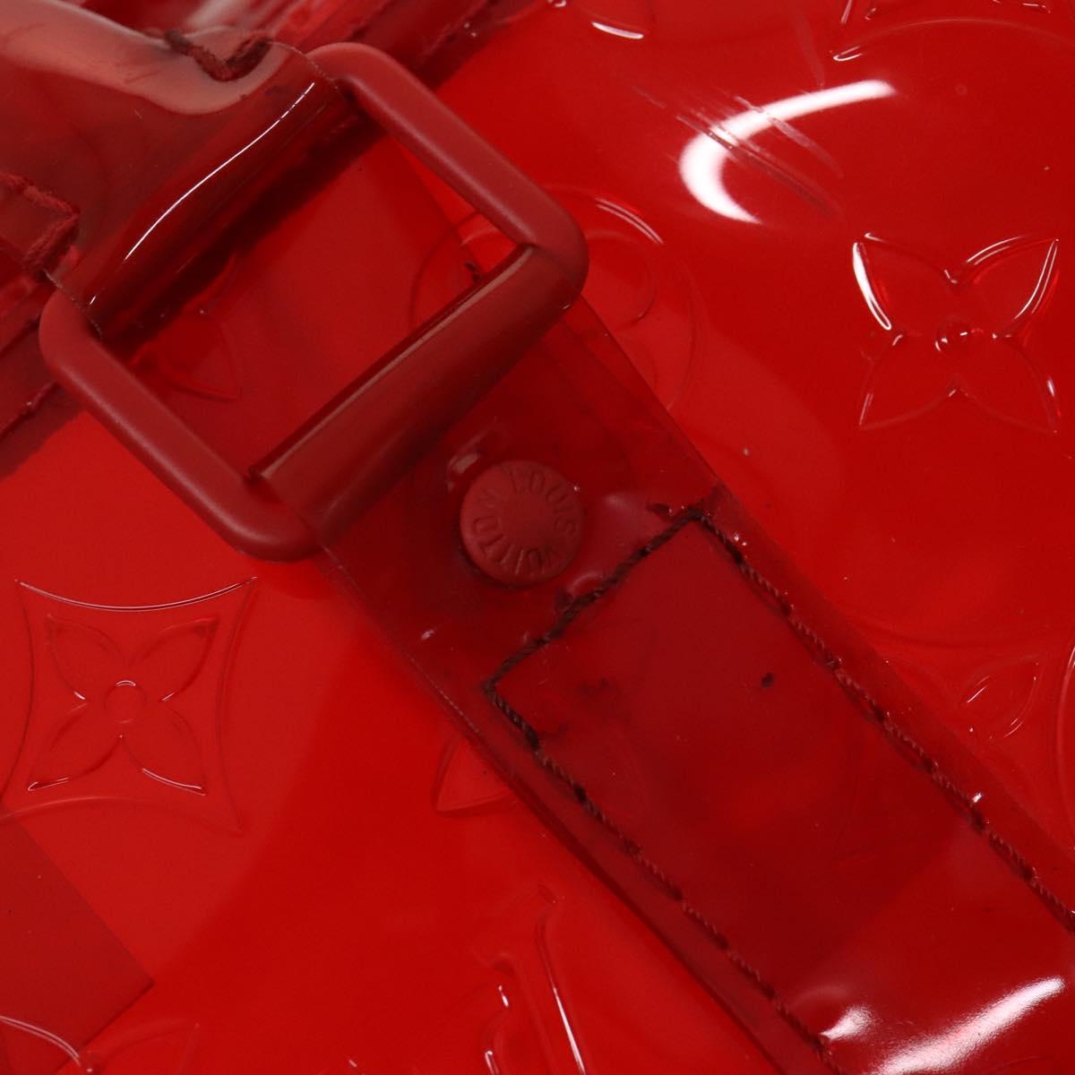 LOUIS VUITTON Monogram Vinyl Keepall Bandouliere 50 Bag Red M41416 Auth 115242A