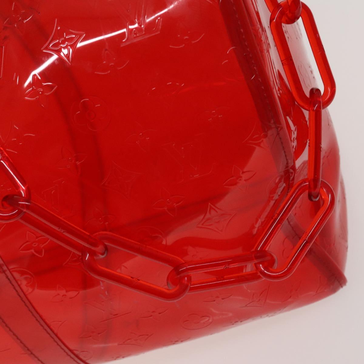 LOUIS VUITTON Monogram Vinyl Keepall Bandouliere 50 Bag Red M41416 Auth 115242A